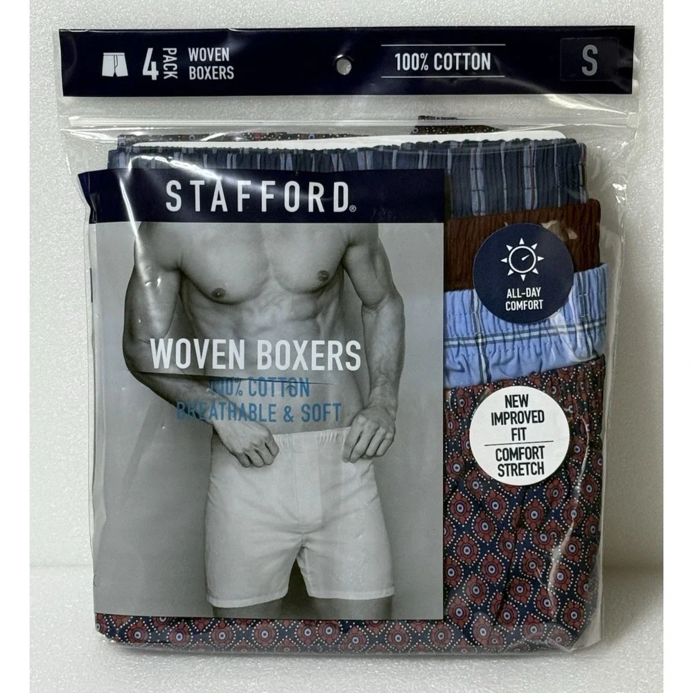 Stafford Woven Boxers Mens Size Small 4 Pack‎